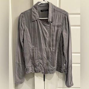 Max Jeans Moto Jacket Womens Size Small Gray Full Diagonal Zip